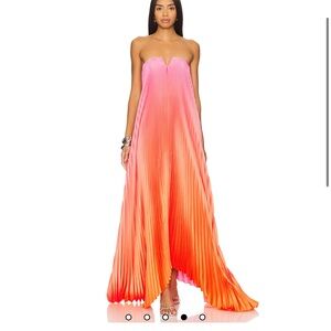 L’IDEE Black Tie Gown in Sunset Ombre | Pink and Orange Strapless Dress